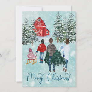 Modern Merry Christmas Family Winter Holiday Card