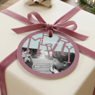 Modern Merry Christmas Gift Photo Tag