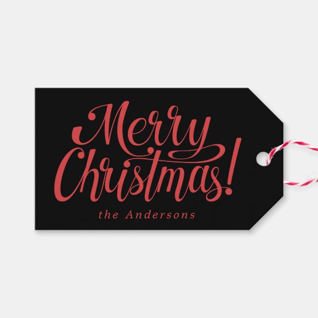 Modern Merry Christmas  Gift Tags (Front (Horizontal))