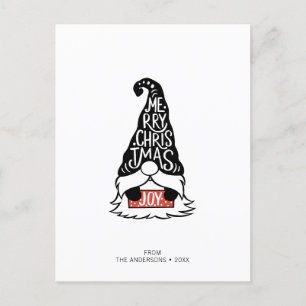 Modern Merry Christmas Gnome Holiday Postcard