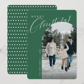 Modern Merry Christmas Green Arch Framed Photo Hol Holiday Card