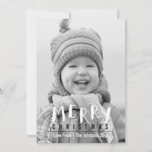 Modern Merry Christmas   Hand Lettered Photo Card