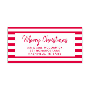 Modern Merry Christmas Hand Lettered Script Name Self-inking Stamp