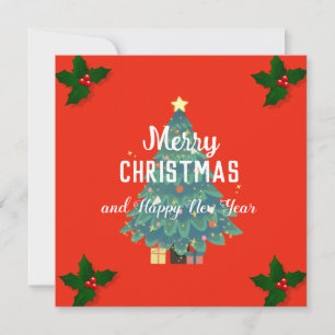 Modern merry christmas & happy new year holiday card