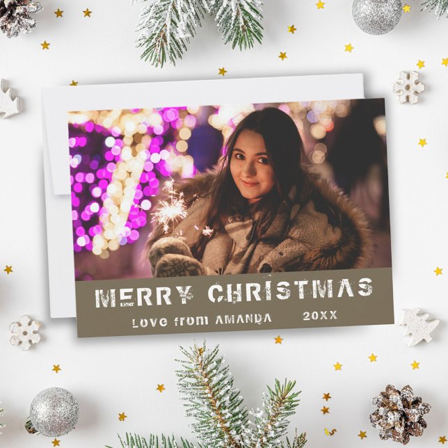Modern Merry Christmas Holiday Photo Card (Creator Uploaded)