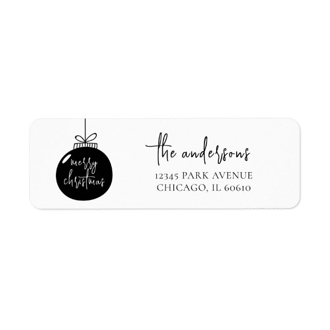 Modern Merry Christmas Holiday Return Address (Front)