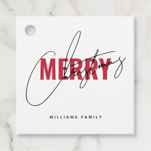 Modern Merry Christmas holiday white Favour Tags