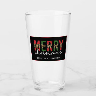 Modern Merry Christmas Leopard Print Minimalist Glass
