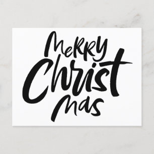 Modern Merry Christmas Lettering Christian Christ Holiday Postcard