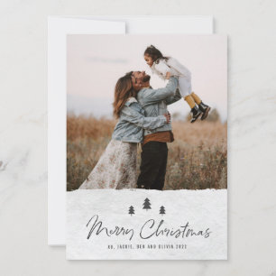 Modern Merry Christmas Newlywed Wedding 2 Photo Holiday Card