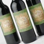 Modern Merry Christmas on Gold Green Wine Label<br><div class="desc">Elegant Merry Christmas typography in chic white lettering on a splash of faux gold foil,  these wine bottle labels feature a green background with modern gold squiggles and dots pattern. Personalized with your name. MATCHING paper plates,  napkins and MORE designs in our store.</div>