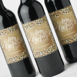 Modern Merry Christmas on Gold Leopard Wine Label<br><div class="desc">Elegant Merry Christmas typography in chic white lettering on a splash of faux gold foil,  these wine bottle labels feature a wild leopard background with modern gold squiggles and dots pattern overlay. Personalized with your name. MATCHING paper plates,  napkins and MORE designs in our store.</div>