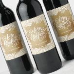 Modern Merry Christmas on Gold Wine Label<br><div class="desc">Elegant Merry Christmas typography in chic white lettering on a splash of faux gold foil,  these wine bottle labels feature a background of modern gold squiggles and dots pattern. Personalized with your name. MATCHING paper plates,  napkins and MORE designs in our store.</div>