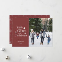 Modern Merry Christmas One Photo Card