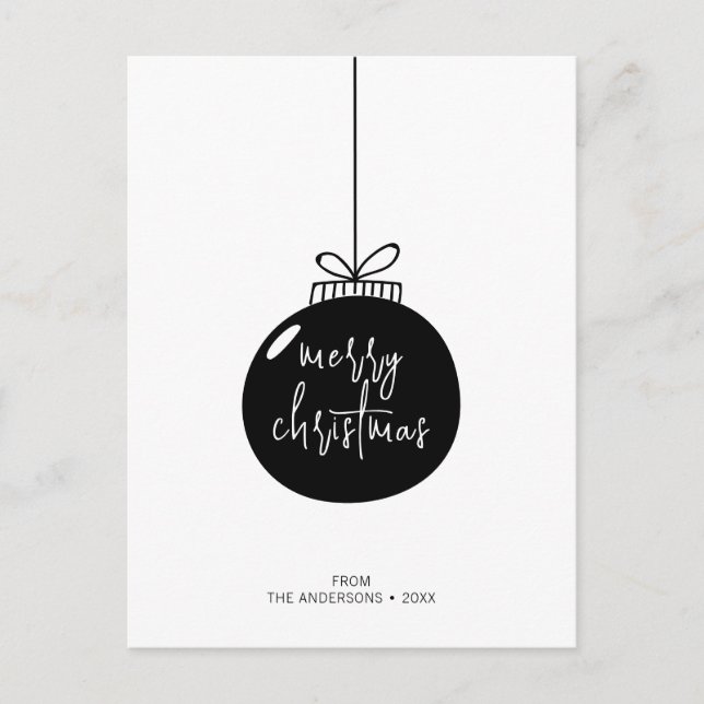 Modern Merry Christmas Ornament Holiday Postcard (Front)