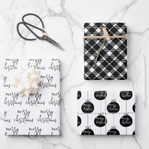 Modern Merry Christmas Ornament Holiday Wrapping Paper Sheet
