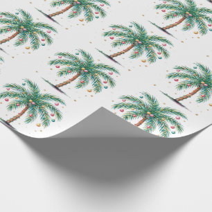 Modern Merry Christmas Palm Tree Tree Light  Wrapping Paper