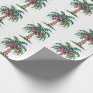 Modern Merry Christmas Palm Tree Tree Light  Wrapping Paper