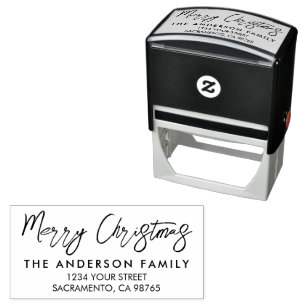 Modern Merry Christmas Personalized Holiday  Self-inking Stamp