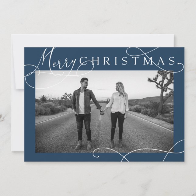 Modern Merry Christmas Photo Card (Front)