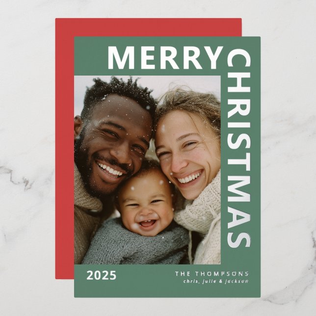 Modern Merry Christmas Photo Card (Front/Back)