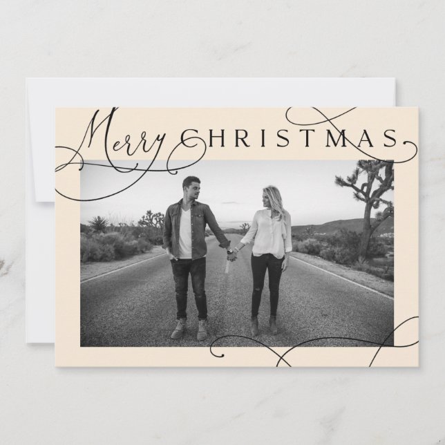 Modern Merry Christmas Photo Card (Front)