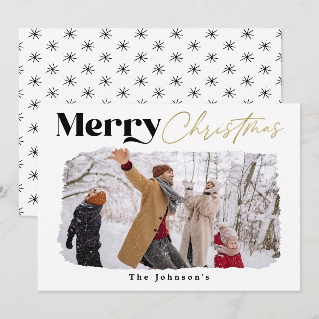 Modern Merry Christmas Photo Christmas Card (Front/Back)