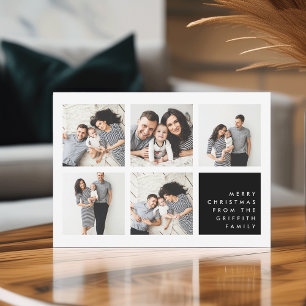 Modern Merry Christmas Photo Collage Card