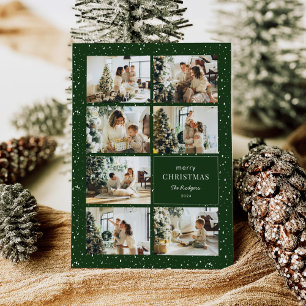 Modern Merry Christmas Photo Collage  Holiday Card