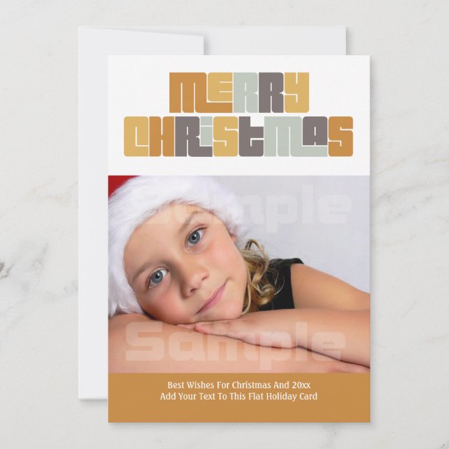 Modern Merry Christmas Photo Frame Holiday Card (Front)