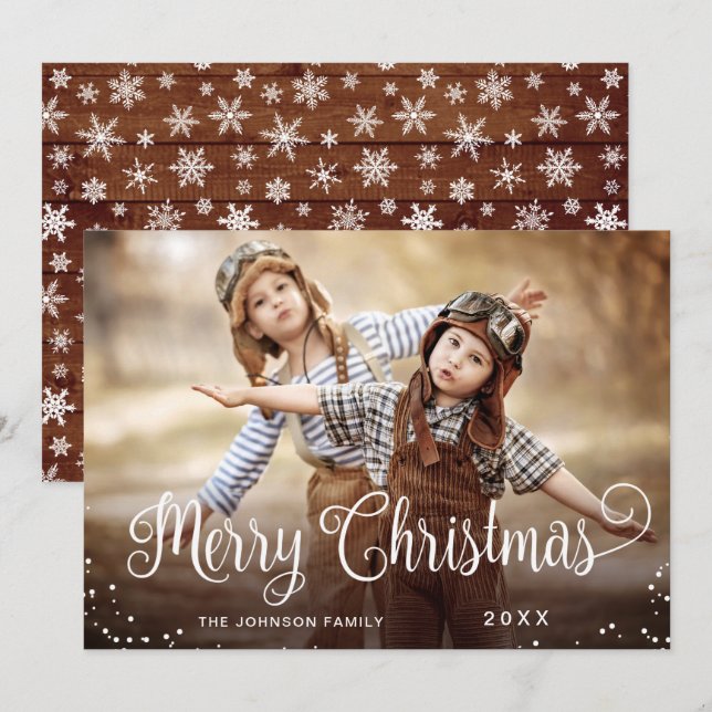 Modern Merry Christmas PHOTO Greeting Holiday Card (Front/Back)