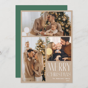 Modern Merry Christmas Photo Grid Holiday Card
