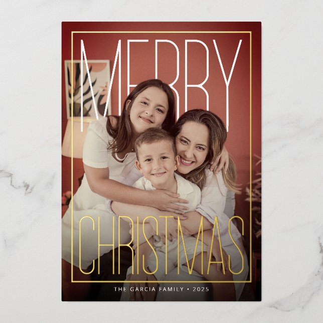Modern Merry Christmas Photo Holiday Card (Front)