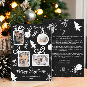 Modern merry Christmas presents black fun 4 photos Holiday Card