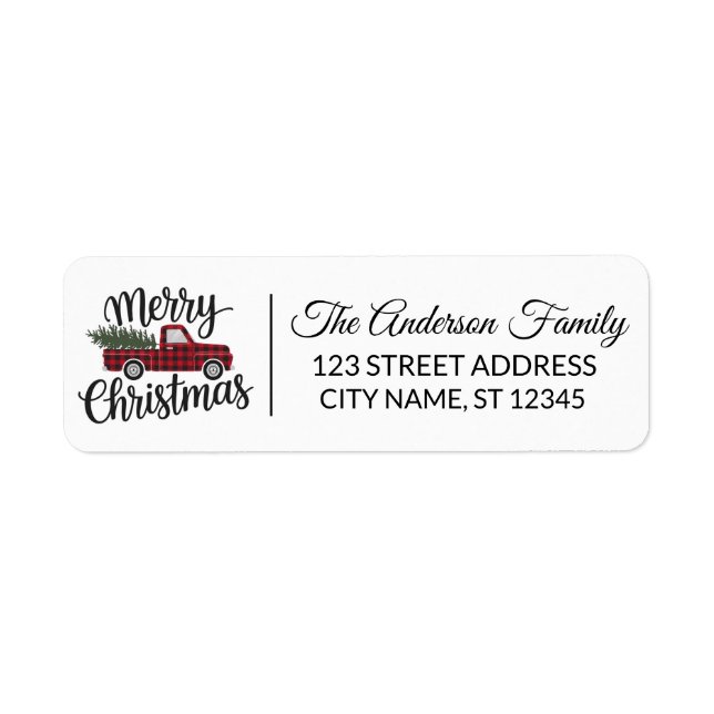 Modern Merry Christmas Red Buffalo Plaid Truck     (Front)