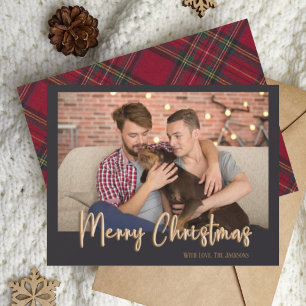 Modern Merry Christmas Red Plaid Holiday Photo