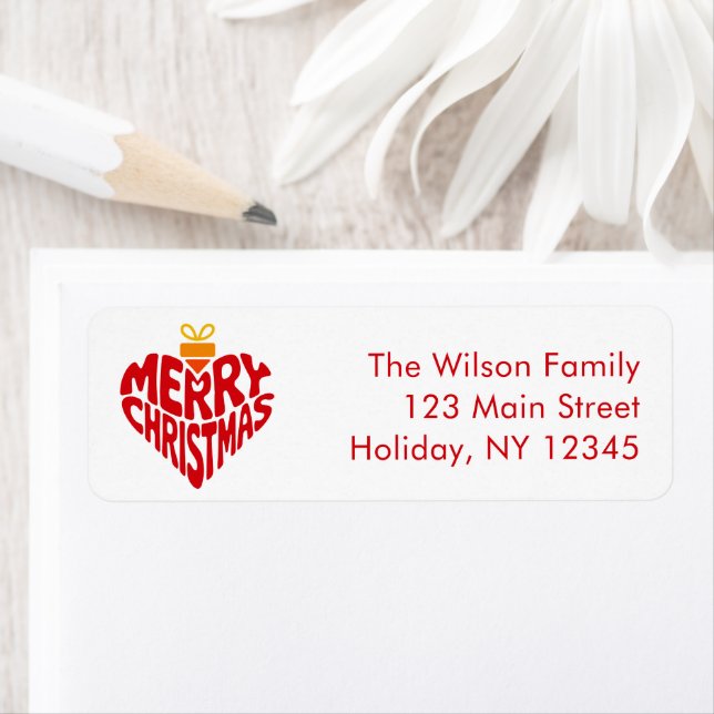 Modern Merry Christmas Red Retro Heart Return (Insitu)