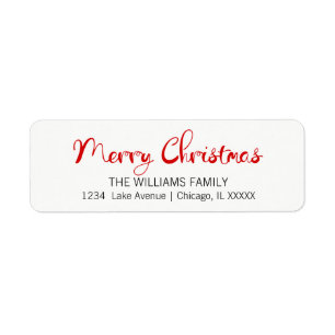 Modern Merry Christmas Return Address Labels