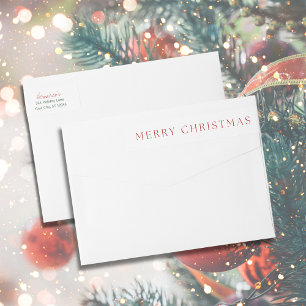 Modern Merry Christmas Return Address  Wrap Around Label