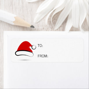 Modern Merry Christmas Santa Hat Gift Labels