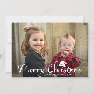Modern Merry Christmas Santa Hat Photo Card