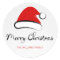 Modern Merry Christmas Santa Hat Round Sticker