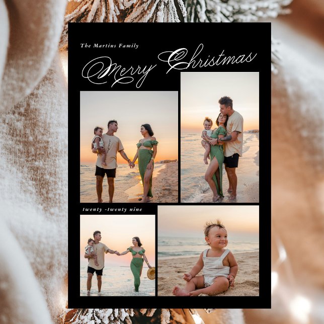 Modern Merry Christmas Script Family Photo Holiday Card (Creator Uploaded)