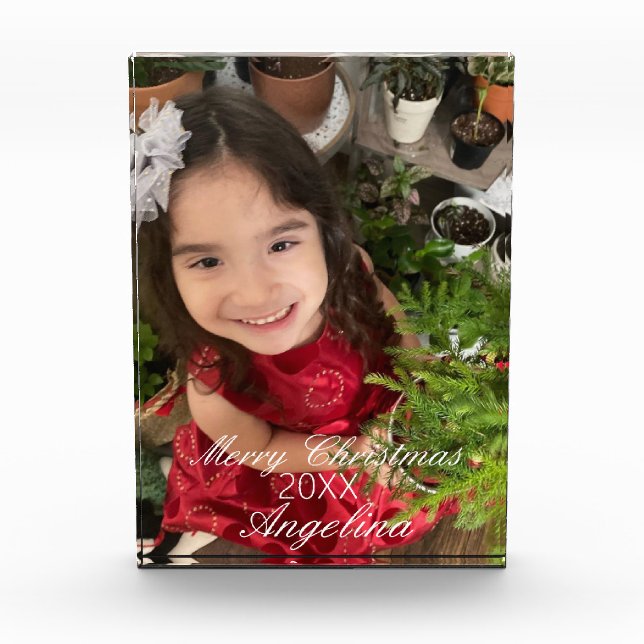 Modern Merry Christmas Script  Photo Block (Front)