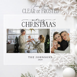 Modern Merry Christmas Script Photo Holiday Acrylic Invitations