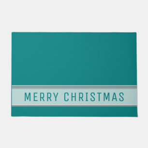 Modern Merry Christmas Teal Doormat