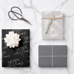 Modern Merry Christmas Tree Black White Wrapping Paper Sheet<br><div class="desc">a beautiful way to wrap your christmas gifts. Featuring the first design with a merry christmas in a modern calligraphy and serif typography combination over a black background. The second design a geometric christmas tree with a header that reads "from santa with love" in a modern calligraphy over a light...</div>
