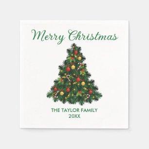 Modern Merry Christmas Tree Ornaments Paper Napkin