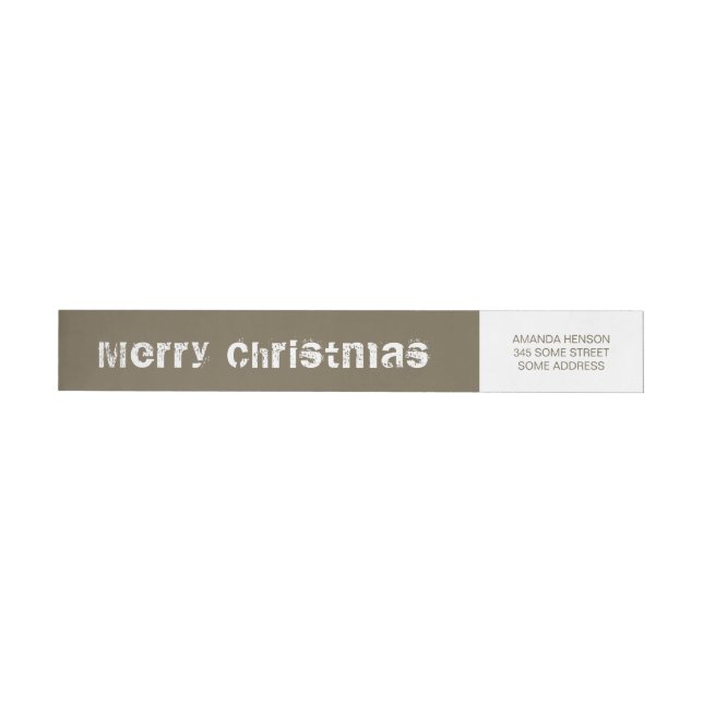 Modern Merry Christmas White Grey Holiday Wrap Around Label (Individual)