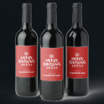 Modern Merry Christmas White Script Personalized Wine Label<br><div class="desc">Holiday Season customizable wine labels for your personalization.</div>